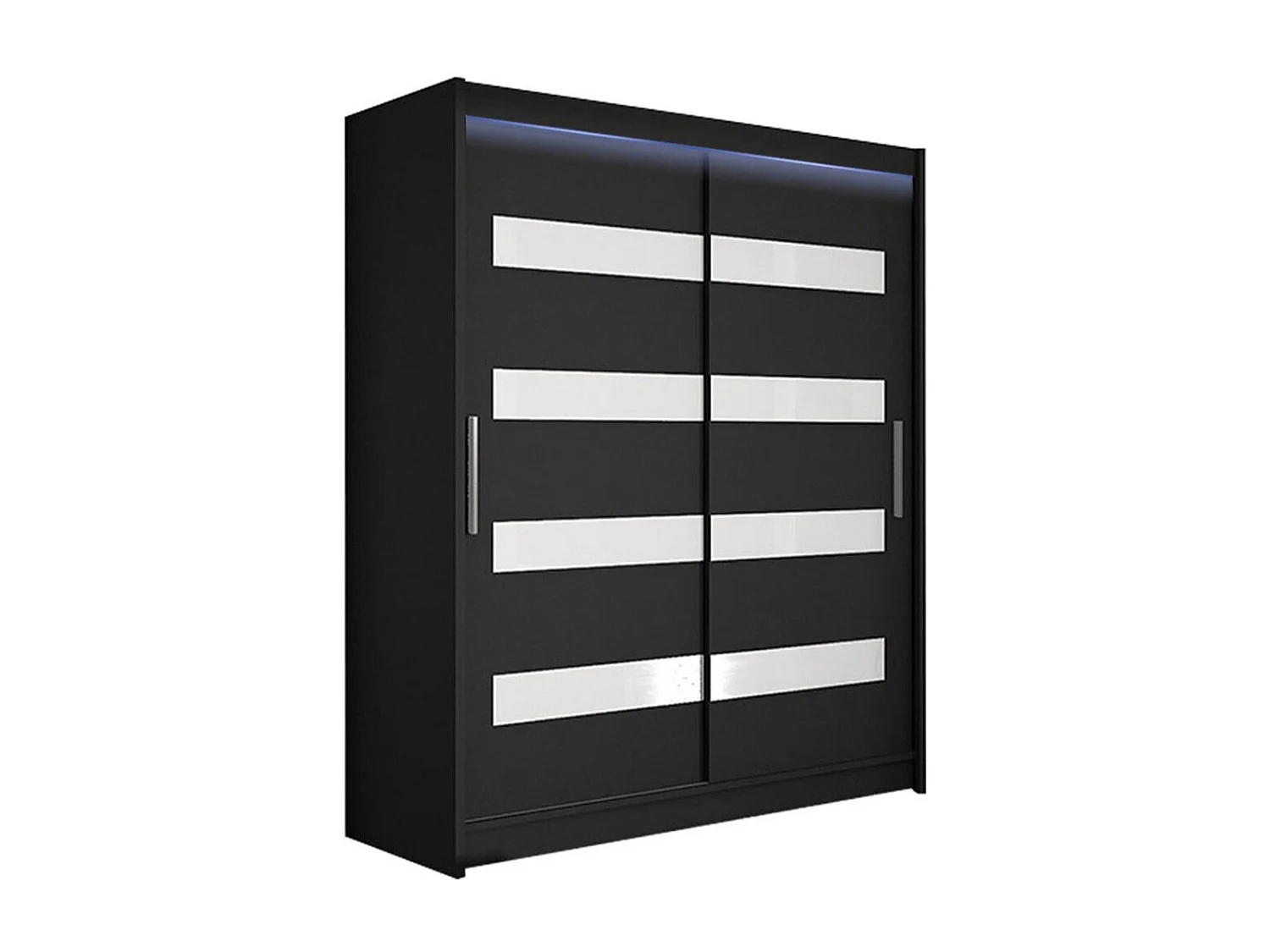 Armario Closico 113, Negro, 200x150x58cm, Puertas de armario: Correderas