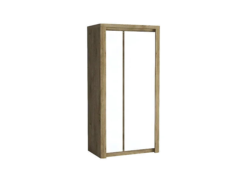 Armario Etrmona 100, Blanco brillante|Ribbeck roble, 197x98x59cm