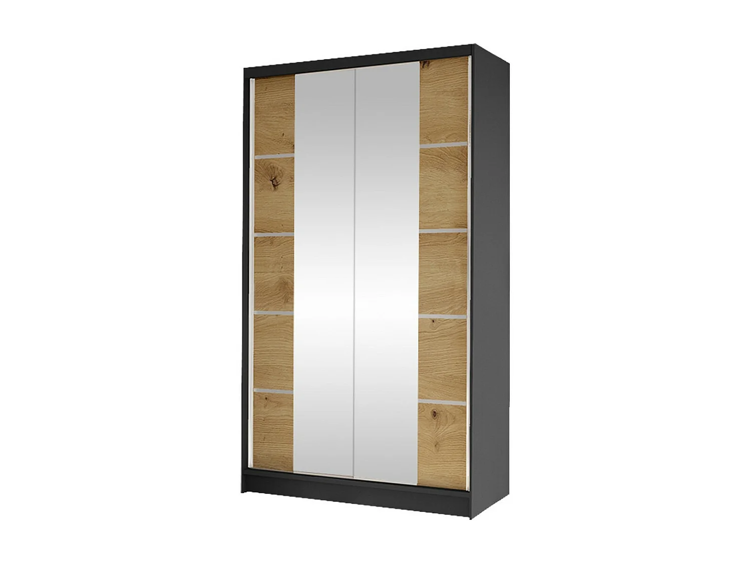 Armario Closico 168, Roble Artisan|Negro, 200x100x58cm, Puertas de armario: Correderas