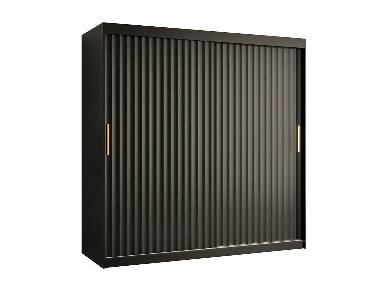Armoire Hartford 335, Noir, 200x180x62cm, Portes d'armoire: Coulissantes