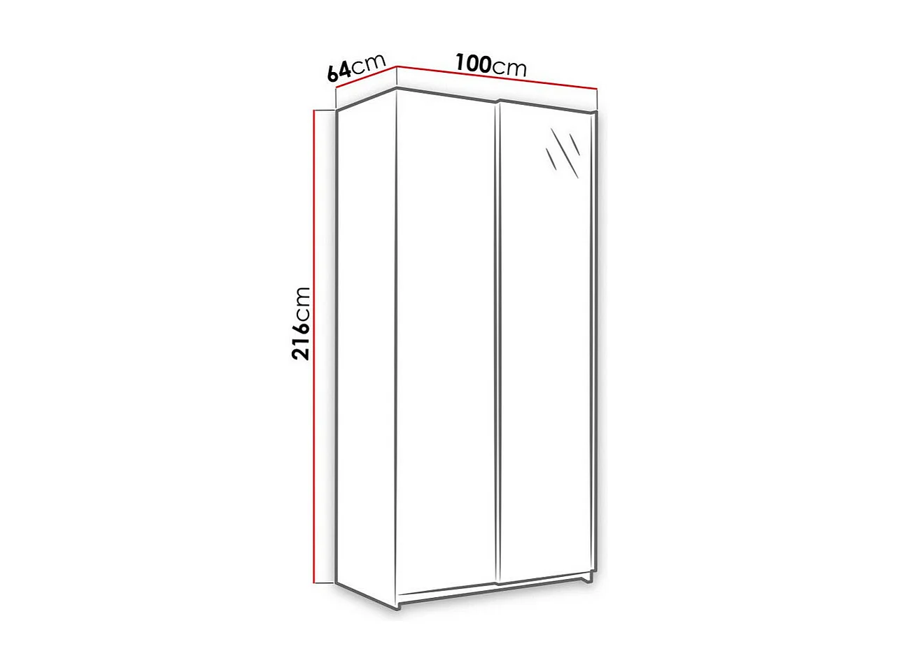 Armoire Toledo 106, 216x100x64cm, Portes d'armoire: Coulissantes, Nombre d'étagères: 6
