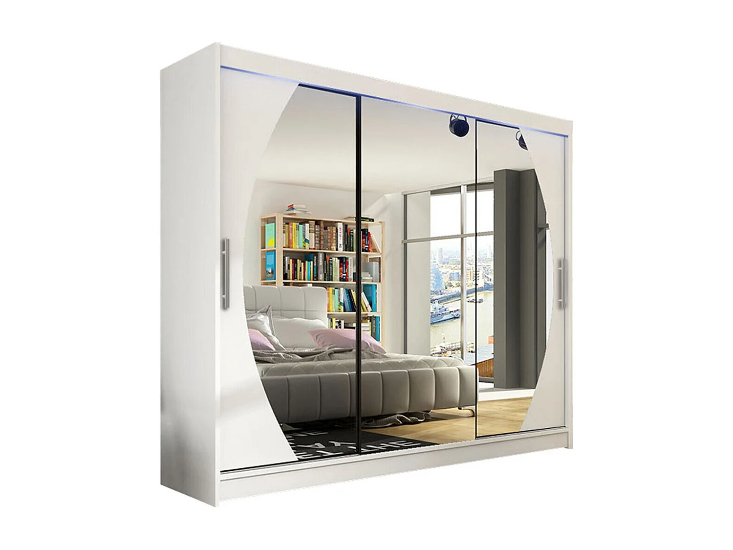 Armario Closico 130, Blanco, 215x250x58cm, Puertas de armario: Correderas