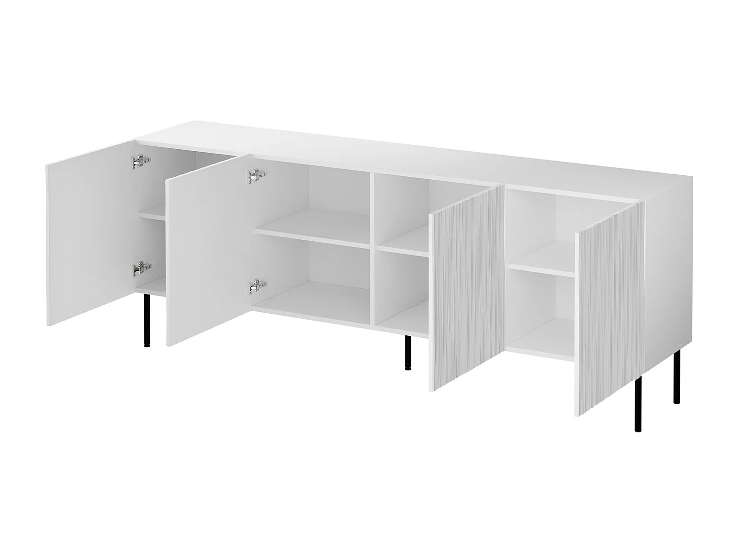 Buffet Lorelbo 101, Blanc|Noir, 75x190cm, Le nombre de portes: 441cm, MDF|Stratifié