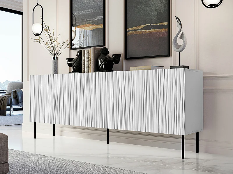 Aparador Lorelbo 101, Negro|Blanco, 75x190cm, Número de puertas: 441cm