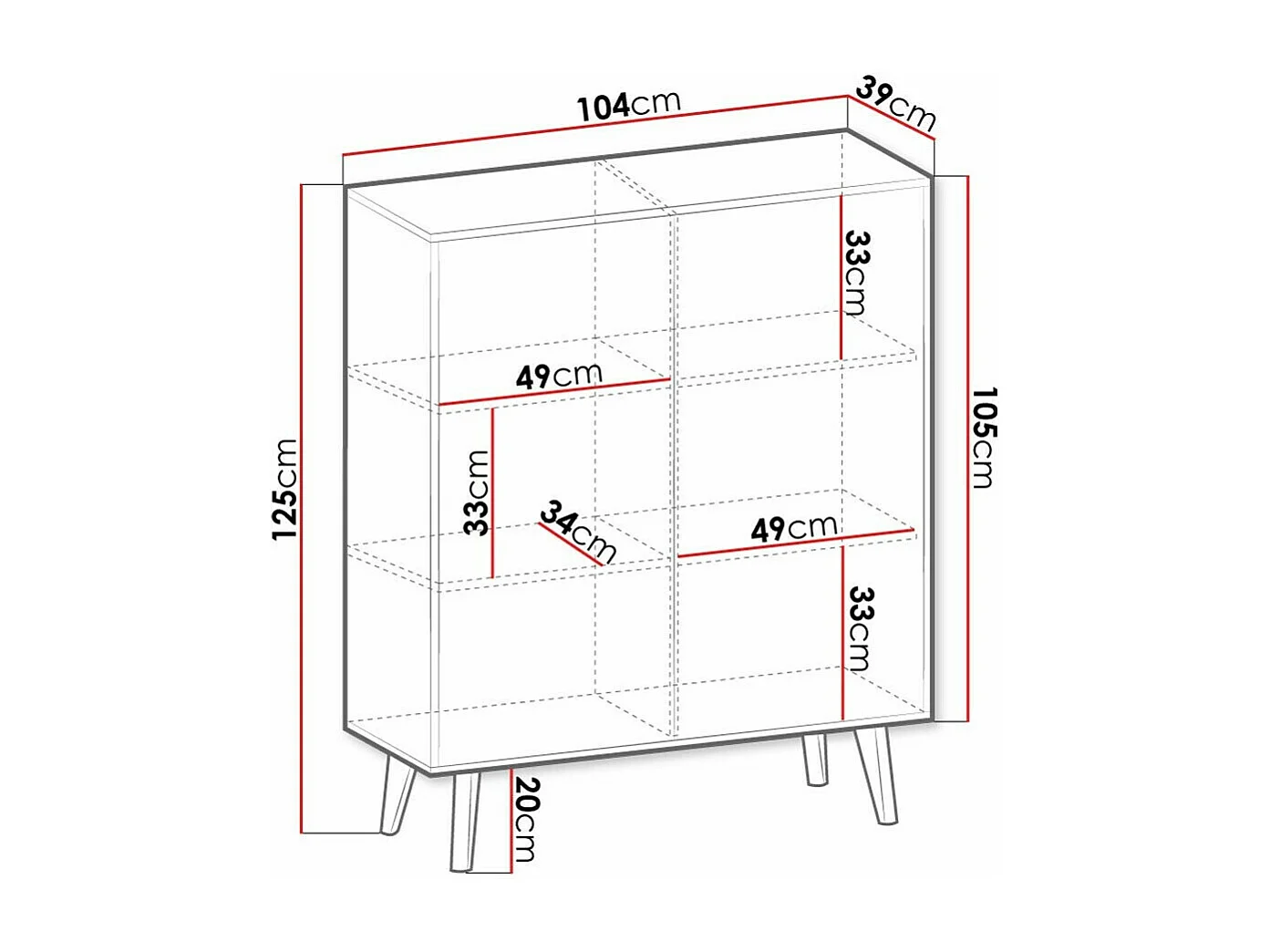 Móvel Auxiliar AMBIHOME DAMA 104x39x125cm