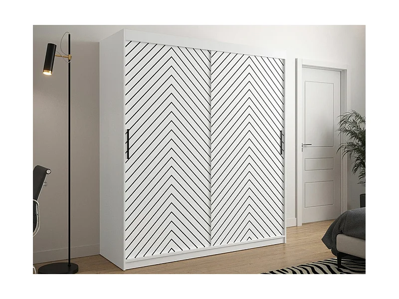 Armario Hartford 312, Negro|Blanco, 200x180x62cm, Puertas de armario: Correderas