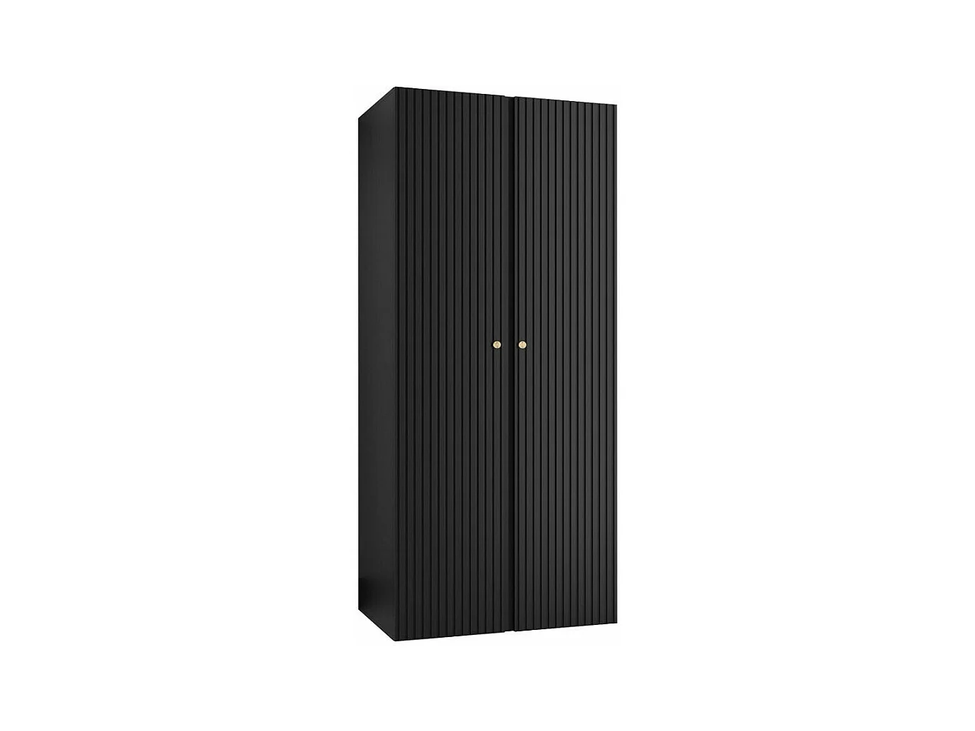 Armoire Hartford 395, Noir, 186x74x44cm, Portes d'armoire: Avec des charnières