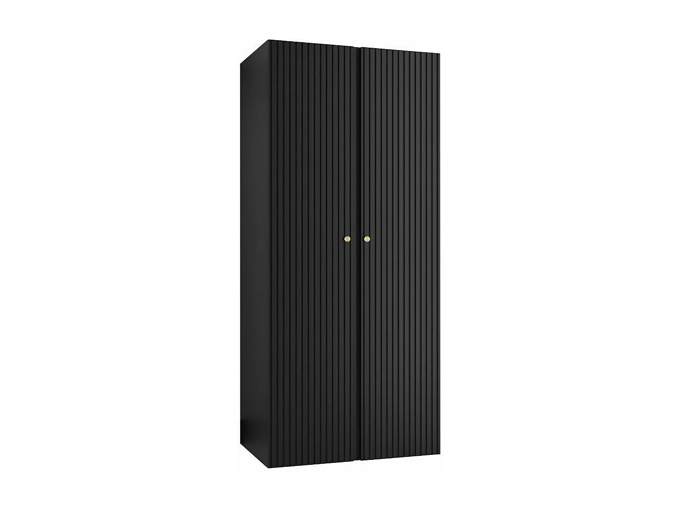 Armoire Hartford 395, Noir, 186x74x44cm, Portes d'armoire: Avec des charnières
