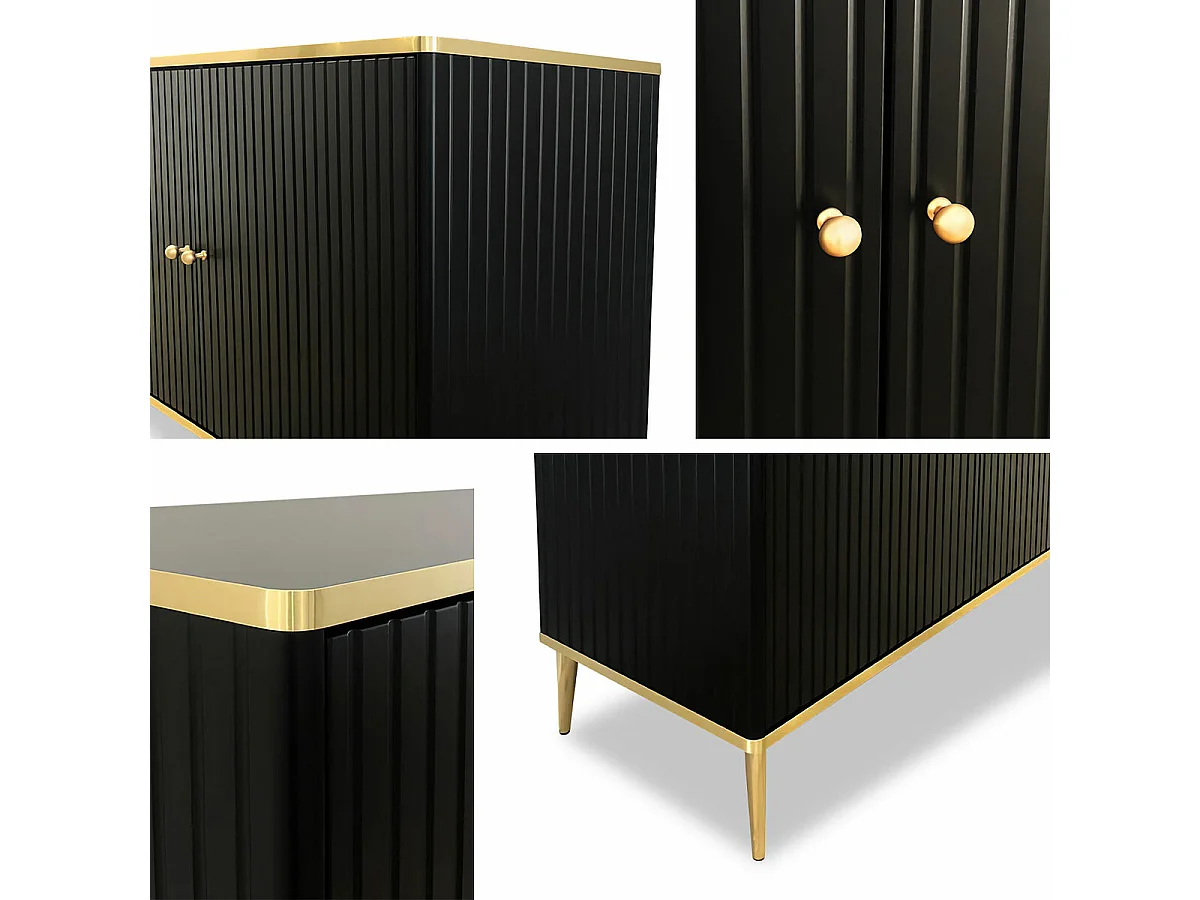 Mobile Charlotte 154, Nero|D'oro, 76x180cm, Il numero di porte: 3.0040cm