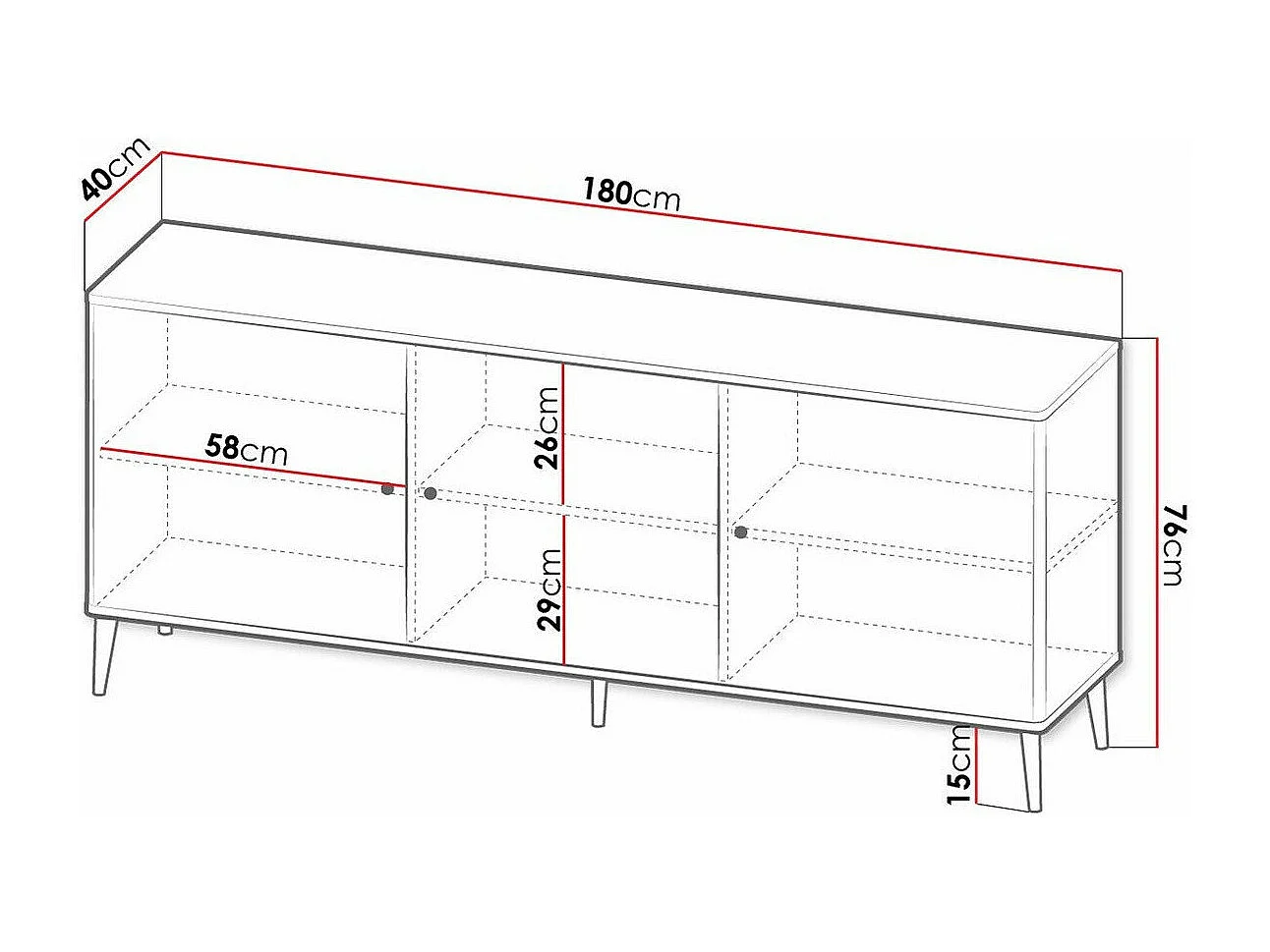 Mobile Charlotte 154, Nero|D'oro, 76x180cm, Il numero di porte: 3.0040cm