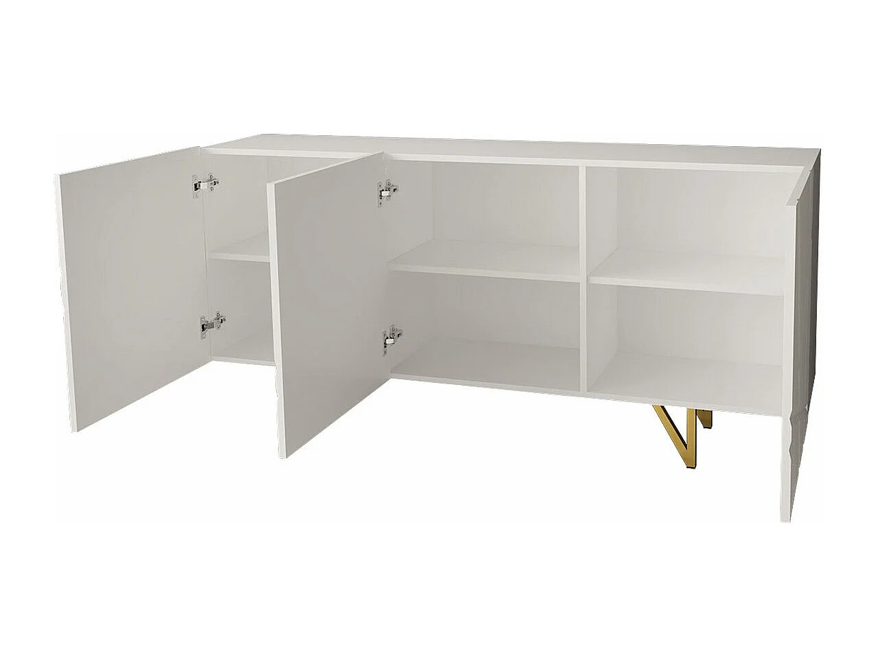 Buffet Mavmave 101, Blanc brillant|Blanc, 76x160cm, Le nombre de portes: 337cm