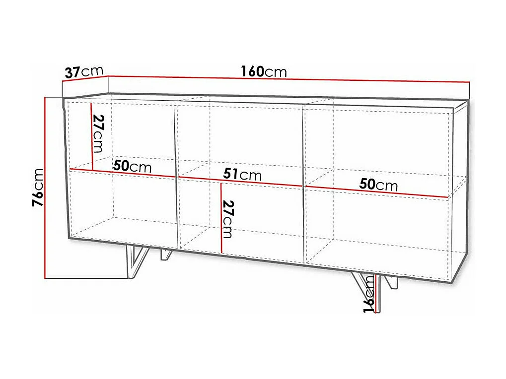 Buffet Mavmave 101, Blanc brillant|Blanc, 76x160cm, Le nombre de portes: 337cm