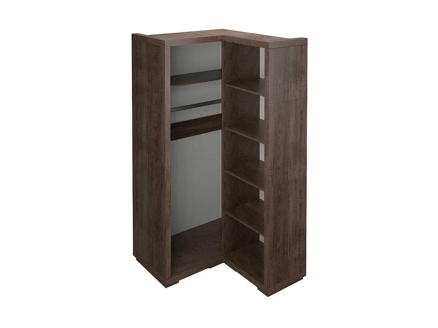 Armoire d'angle Fiomeri 127, Sombre chêne santana, 192x109x96cm, Nombre d'étagères: 5