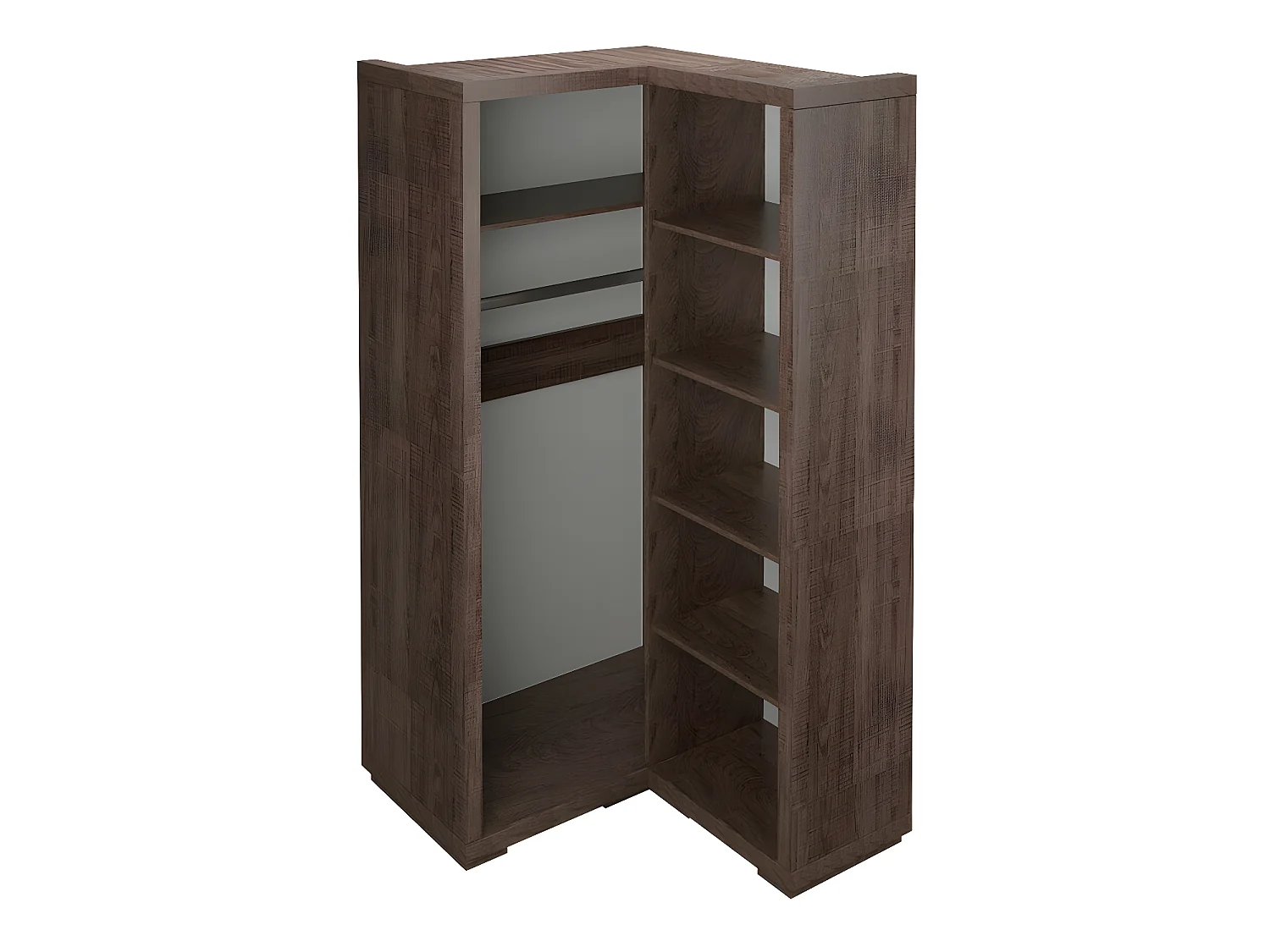 Armoire d'angle Fiomeri 127, Sombre chêne santana, 192x109x96cm, Nombre d'étagères: 5