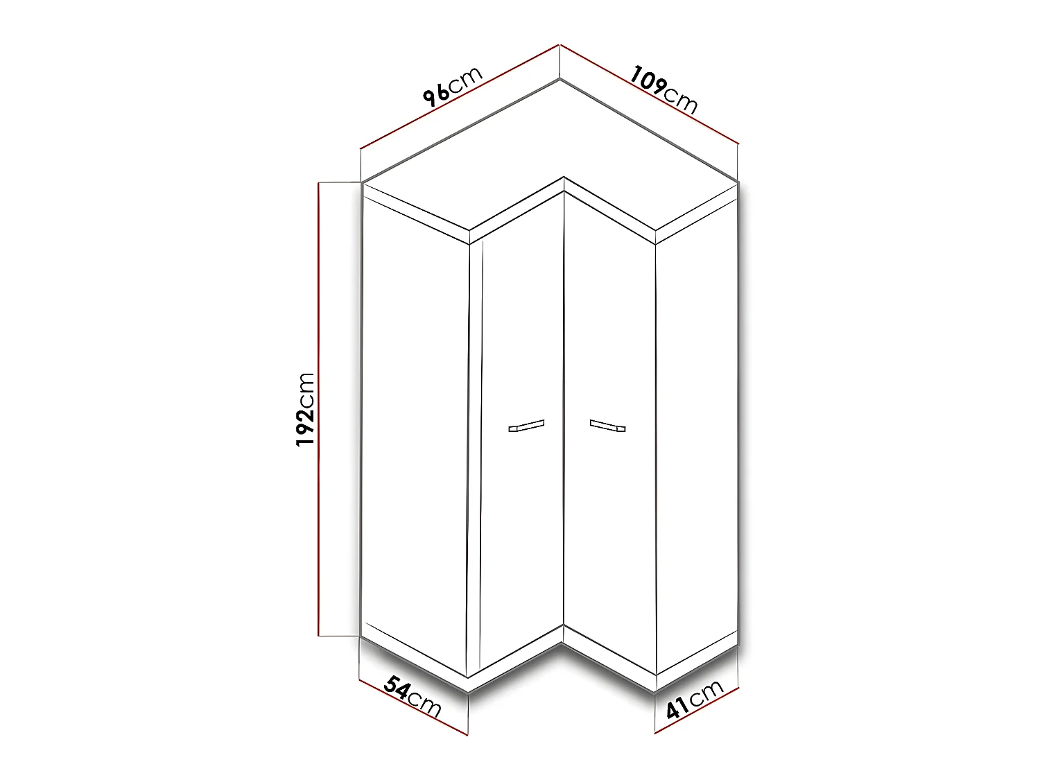 Armoire d'angle Fiomeri 127, Sombre chêne santana, 192x109x96cm, Nombre d'étagères: 5