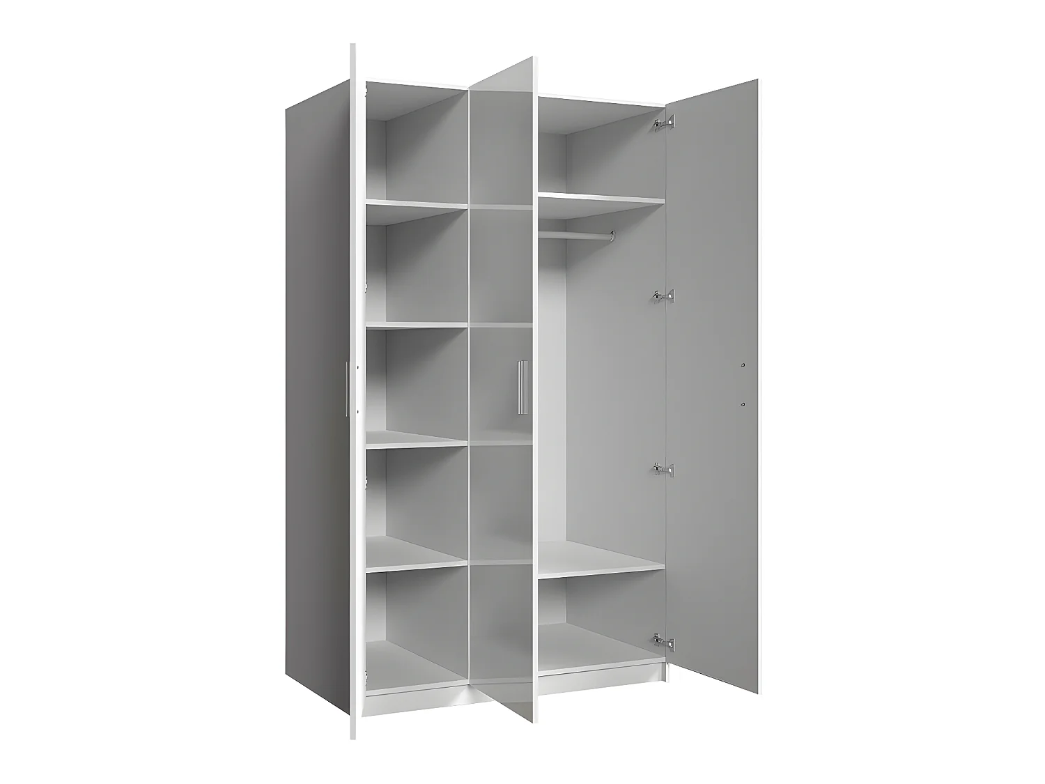 Armario Salmere 107, Blanco|Blanco brillante, 198x120x55cm, Número de estantes: 6