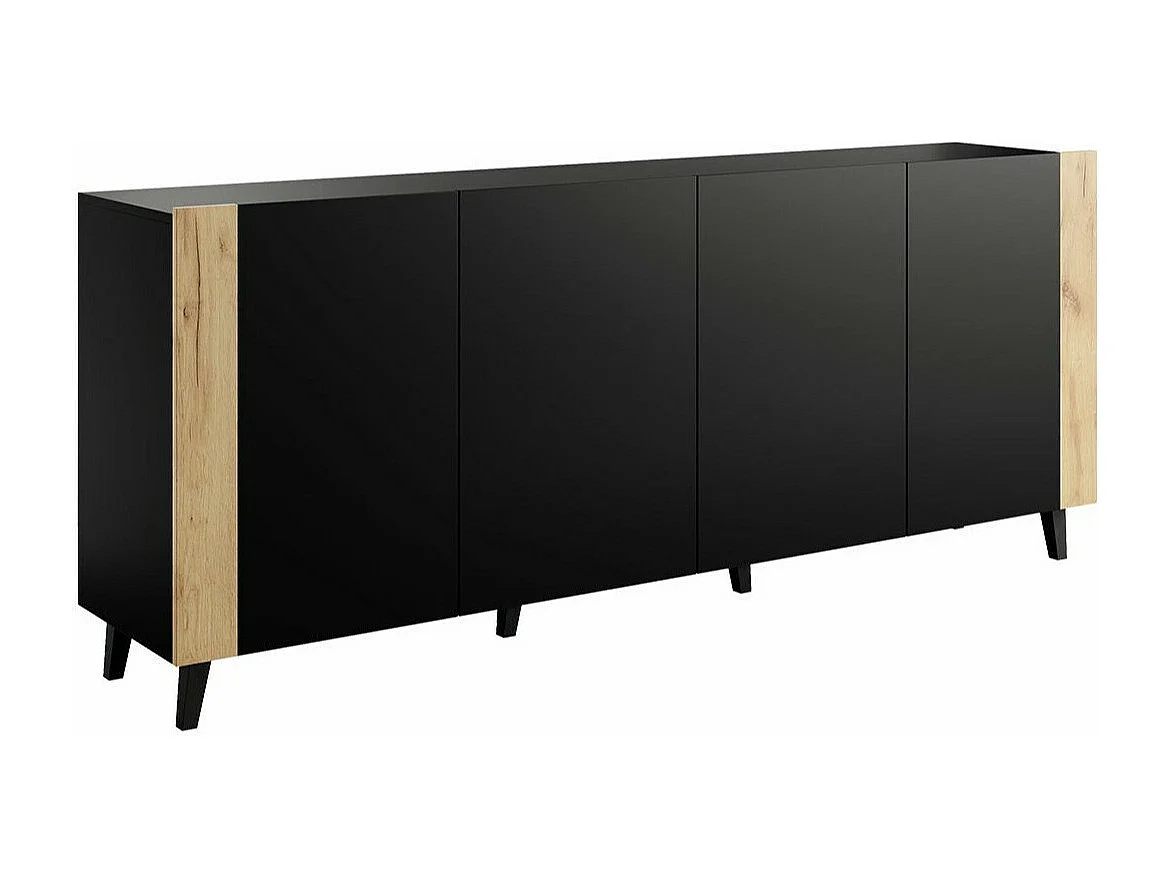 Buffet Charlotte 183, Noir|Craft chêne, 83x201cm, Le nombre de portes: 442cm