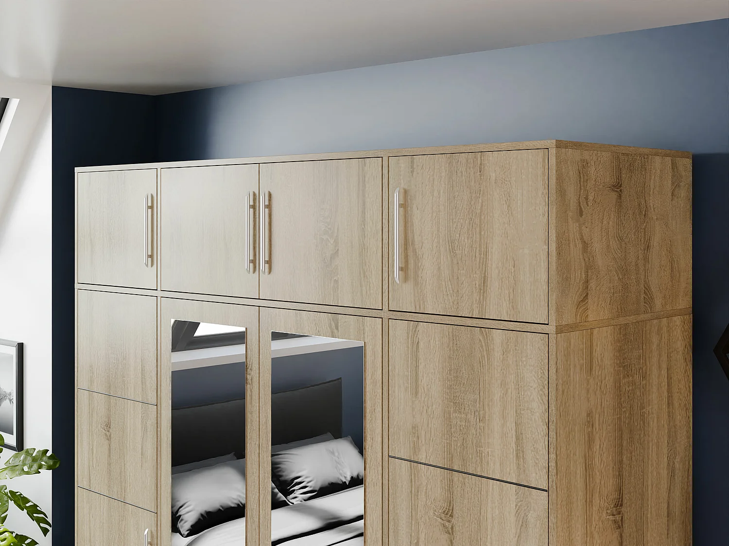 Armário Honolulu A136, O número de portas: 4, 45x196x57cm