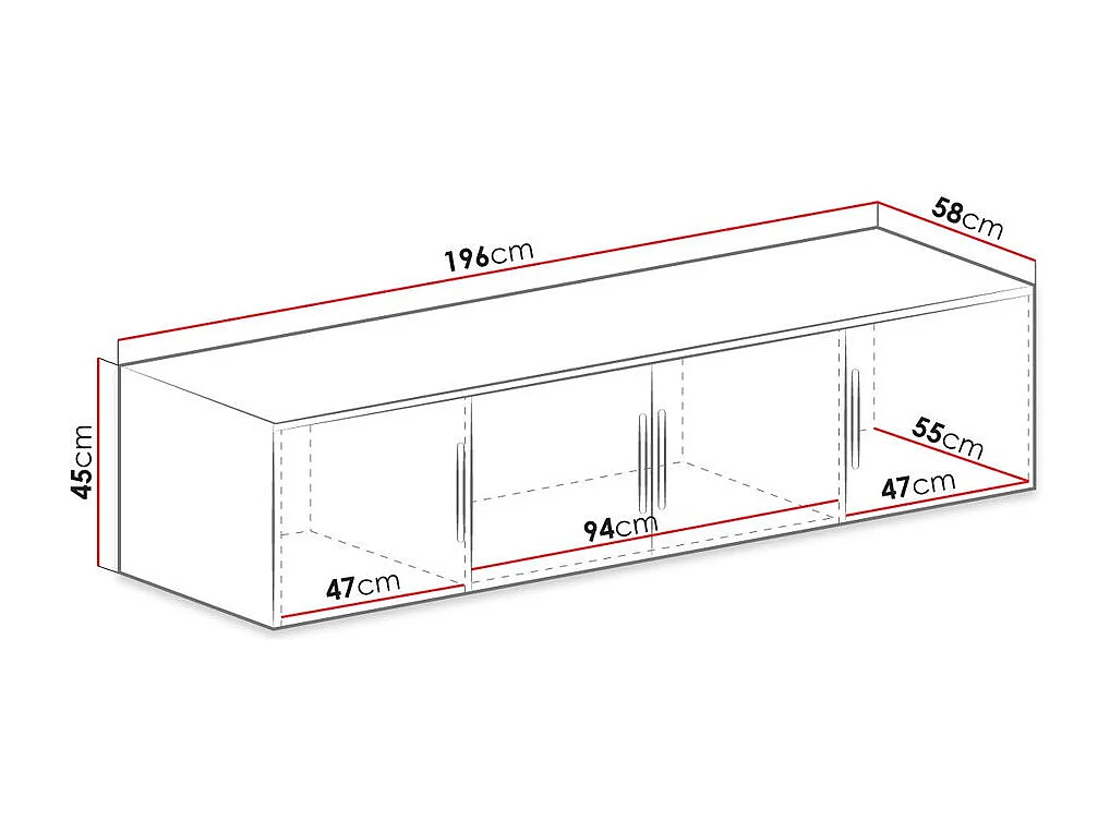Armário Honolulu A136, O número de portas: 4, 45x196x57cm
