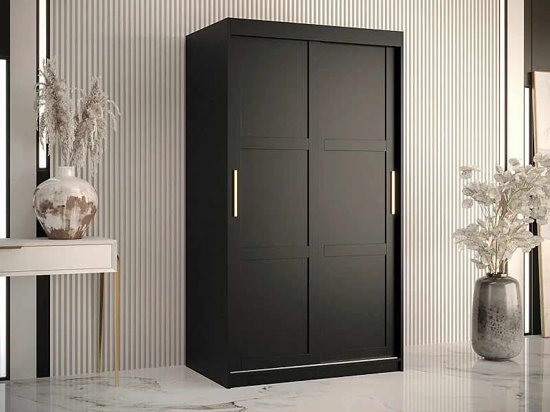 Armoire Ferfere 100, Noir, 200x100x62cm, Portes d'armoire: Coulissantes
