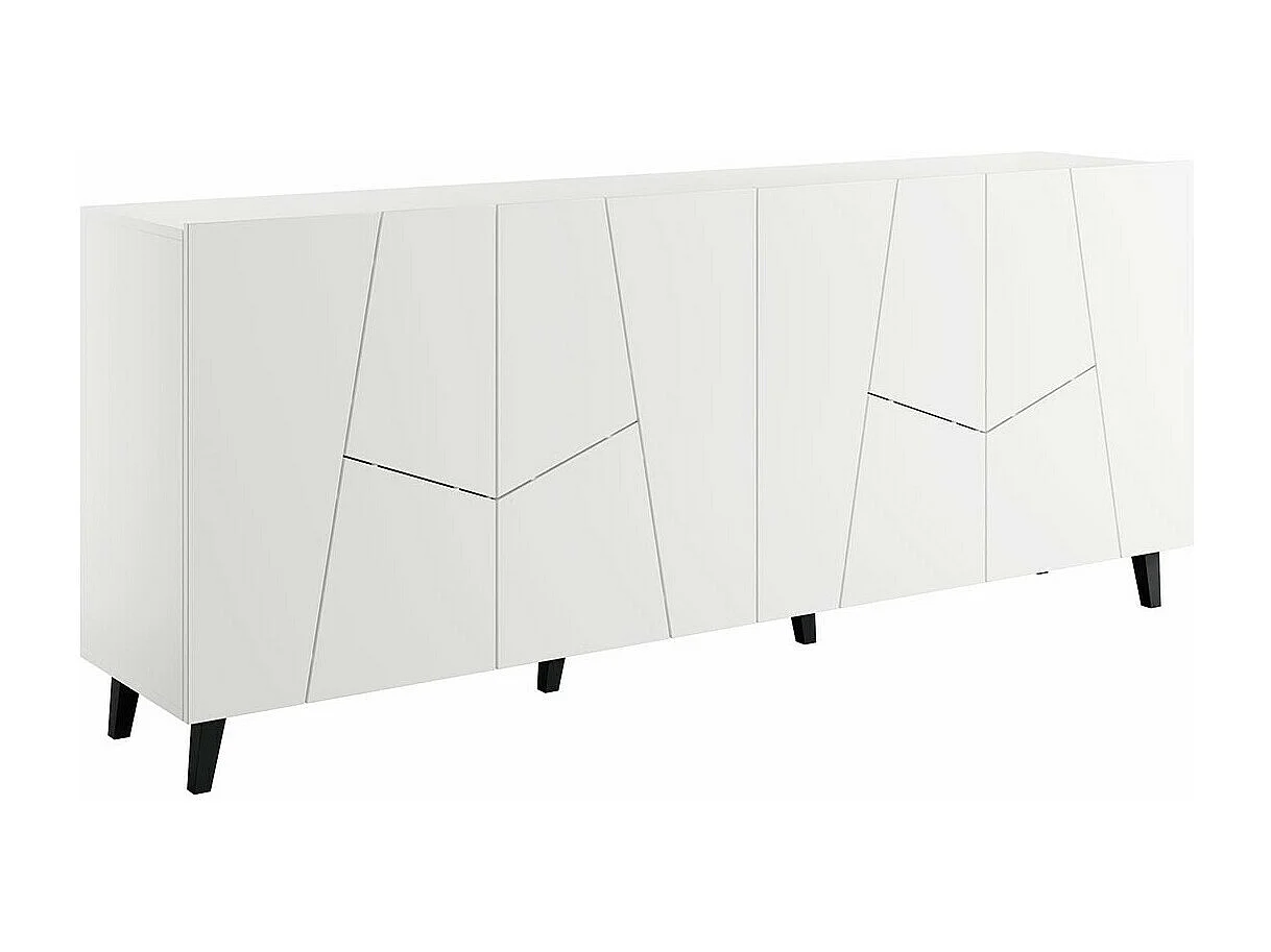 Buffet Charlotte 180, Noir|Blanc, 83x201cm, Le nombre de portes: 442cm, MDF|Stratifié