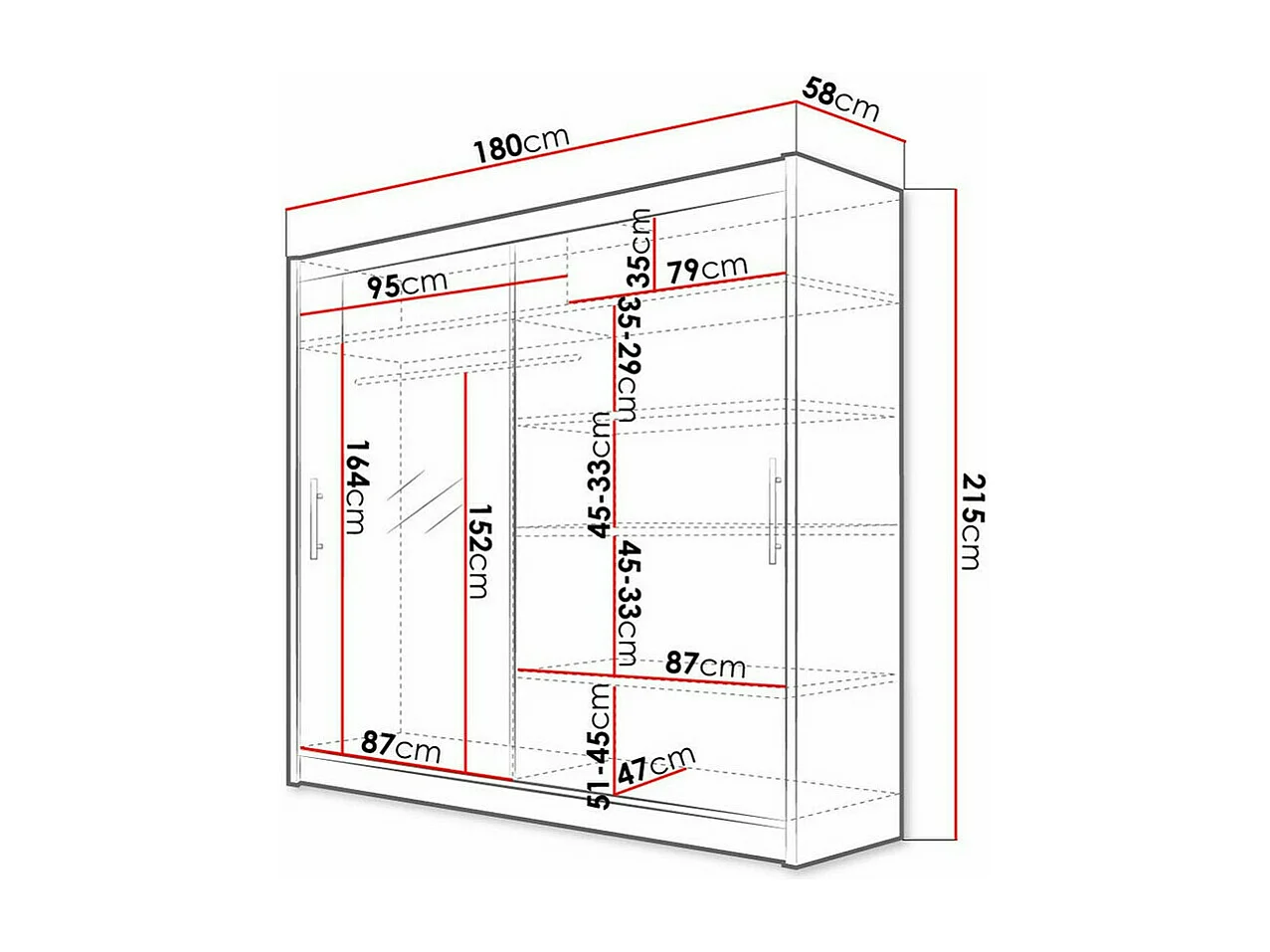 Armoire Closico 107, Sonoma chêne, 215x180x58cm, Portes d'armoire: Coulissantes
