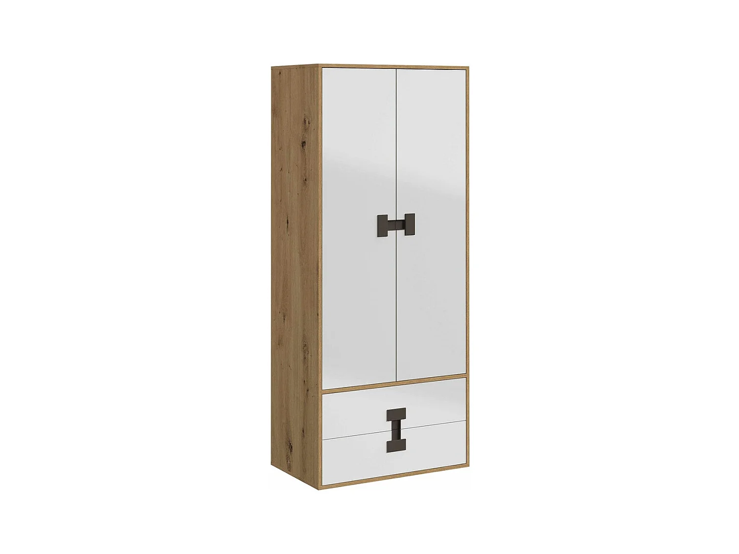 Armoire Florevi 113, Chêne Artisan|Blanc brillant, 191x80x50cm, Nombre d'étagères: 3