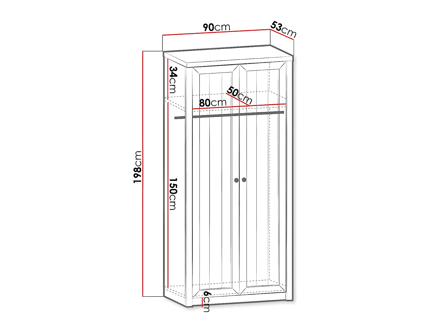Armoire Ferdore 144, Chêne de Lefkas|Pin Anderson, 198x90x53cm, Nombre d'étagères: 1