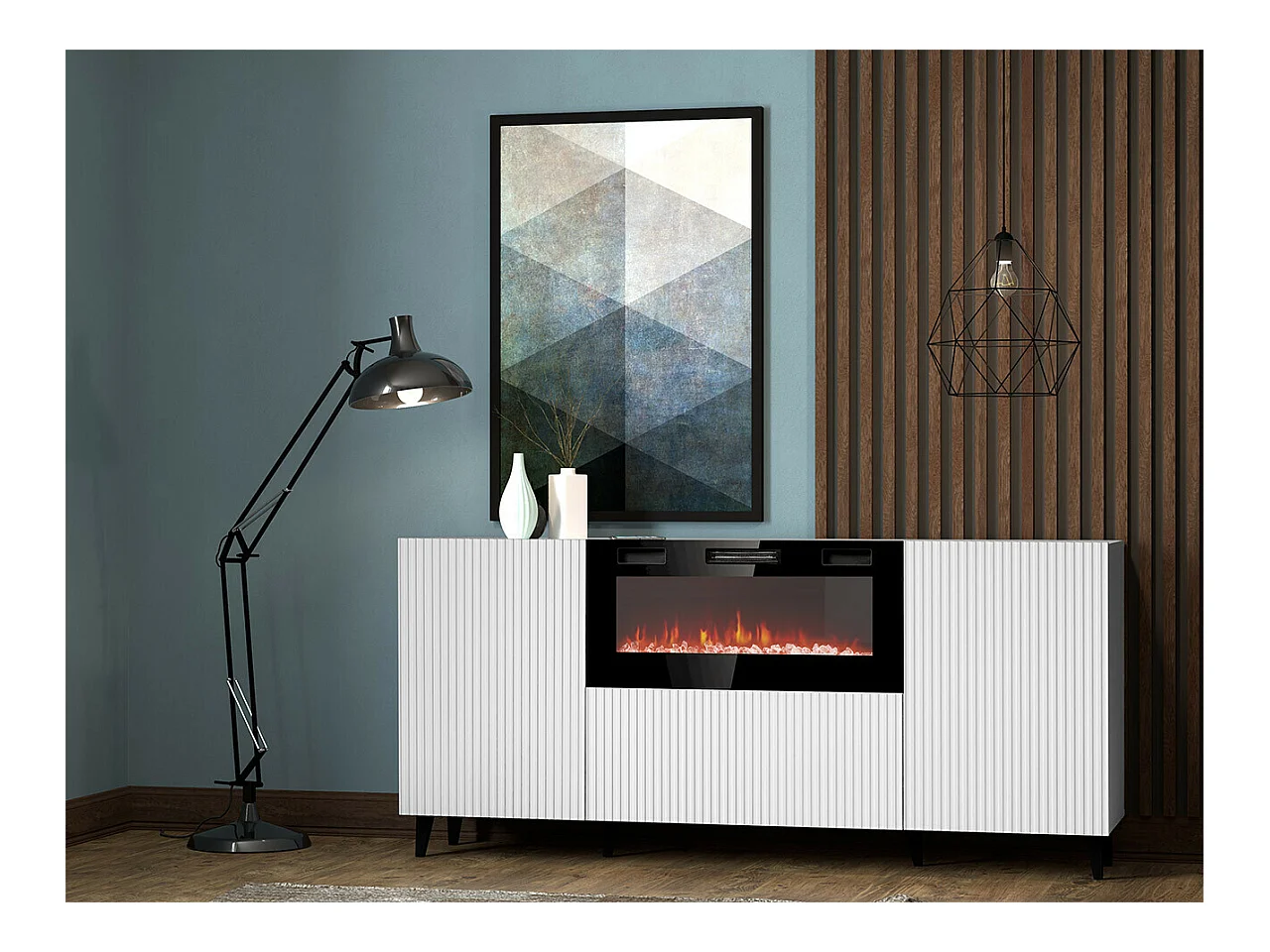Aparador Levmari 104, Blanco|Negro, 83x181cm, Número de puertas: 242cm