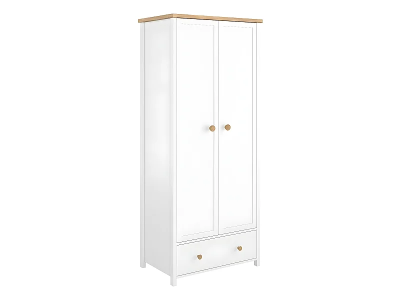 Armoire Romelbo 112, Chêne|Blanc, 187x85x52cm, Portes d'armoire: Avec des charnières