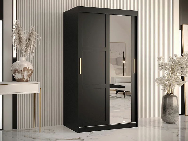 Armario Ferfere 103, Negro, 200x100x62cm, Puertas de armario: Correderas