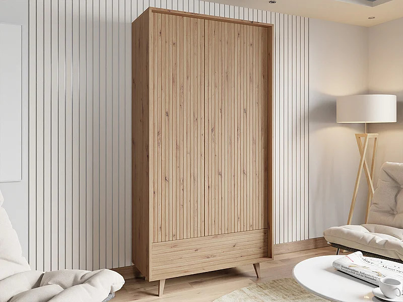 Armario Comfivo Romtori 106, Roble Artisan, 180x92x40cm, Puertas de armario: Con bisagras