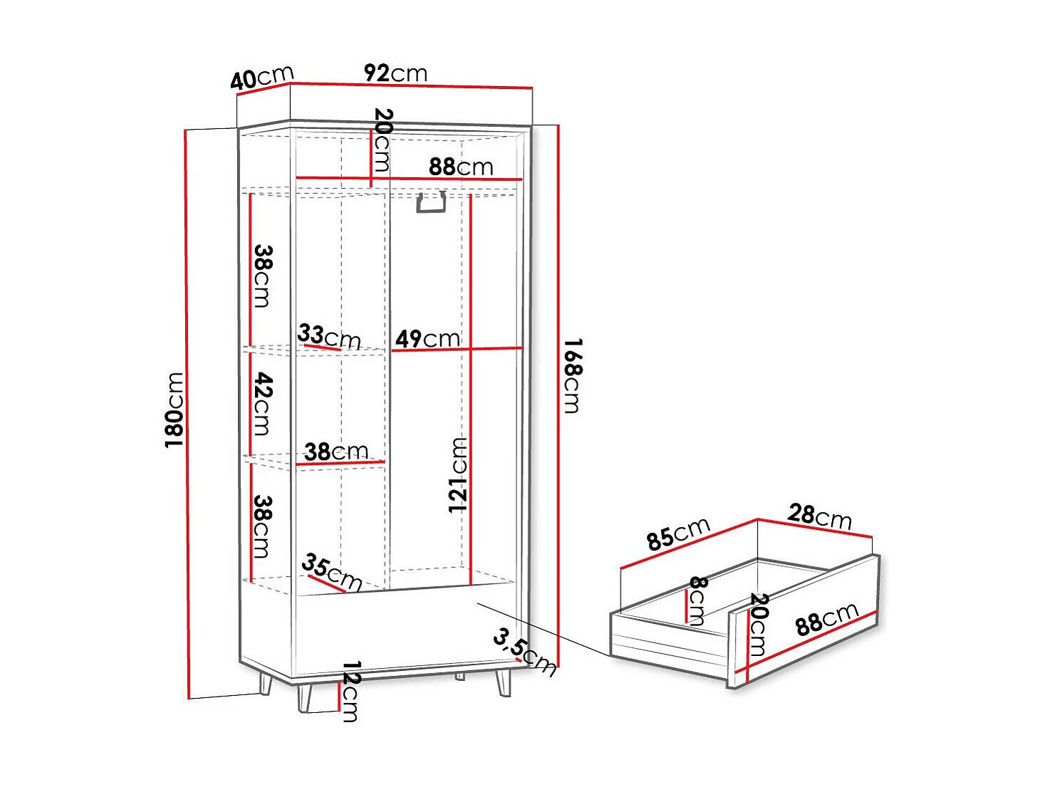 Armoire Comfivo Romtori 106, Chêne Artisan, 180x92x40cm