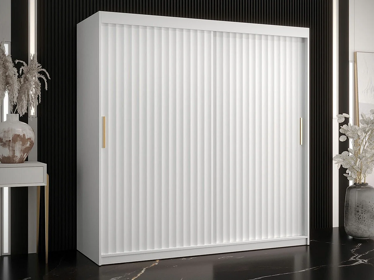 Armario Hartford 335, Blanco, 200x180x62cm, Puertas de armario: Correderas