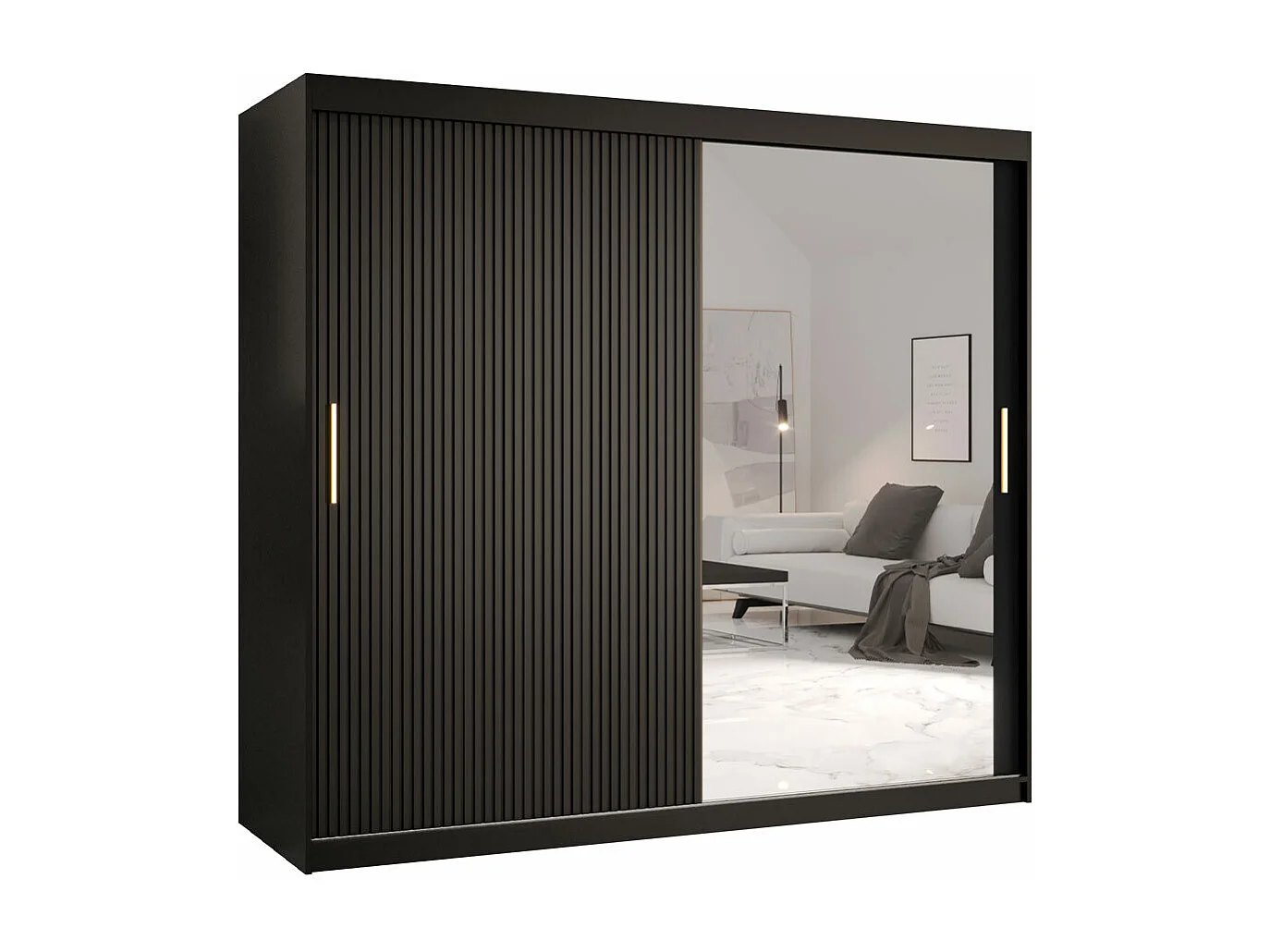 Armario Hartford 403, Negro, 200x200x62cm, Puertas de armario: Correderas