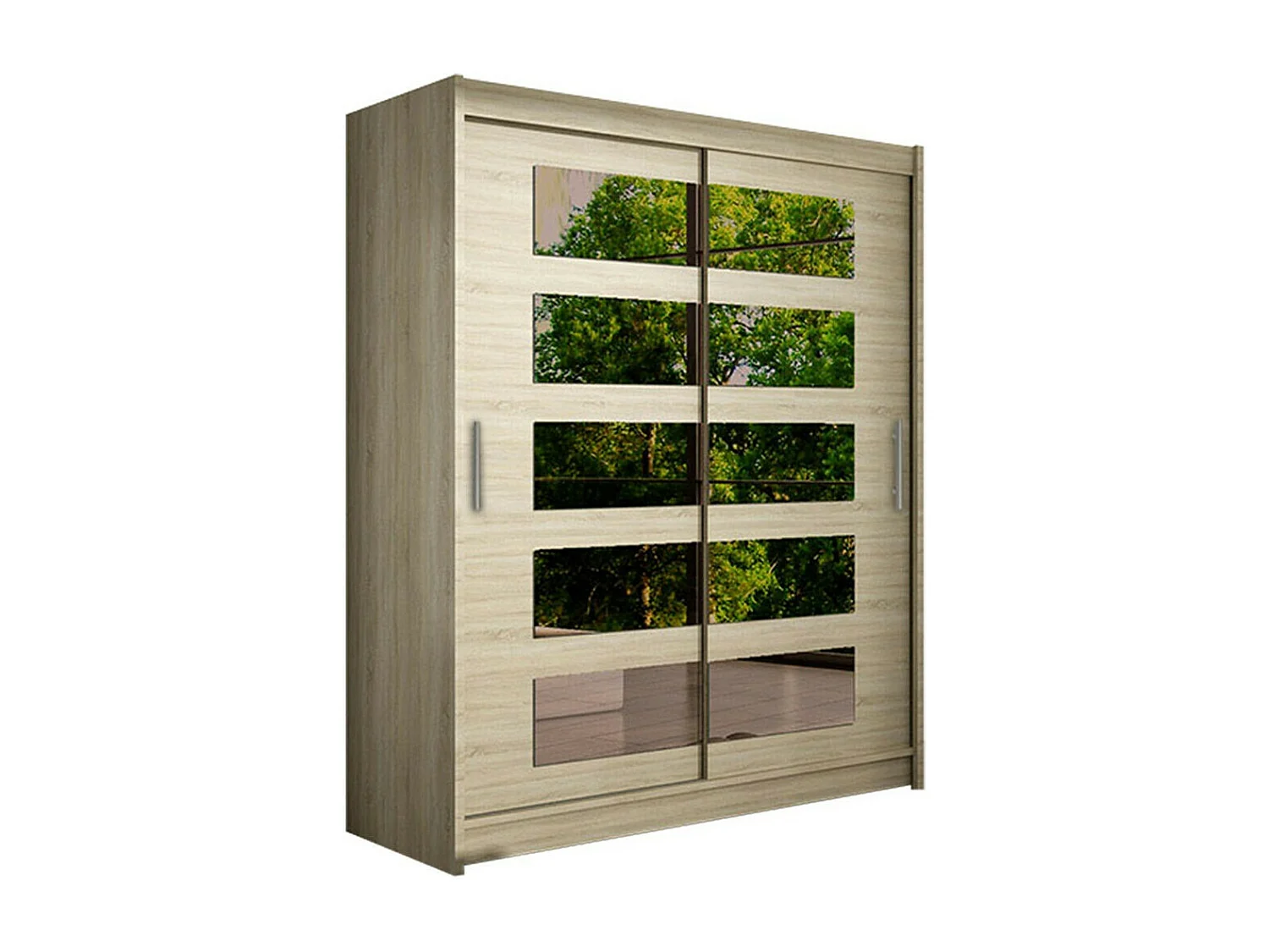 Armoire Closico 114, Sonoma chêne, 200x150x58cm, Portes d'armoire: Coulissantes