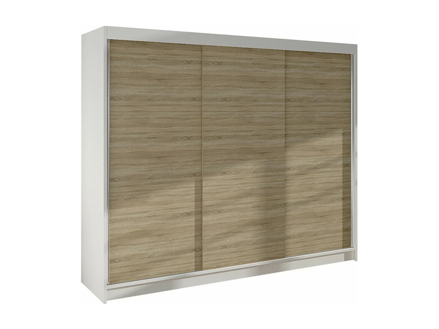 Armoire Closico 159, Blanc|Sonoma chêne, 215x200x58cm, Portes d'armoire: Coulissantes