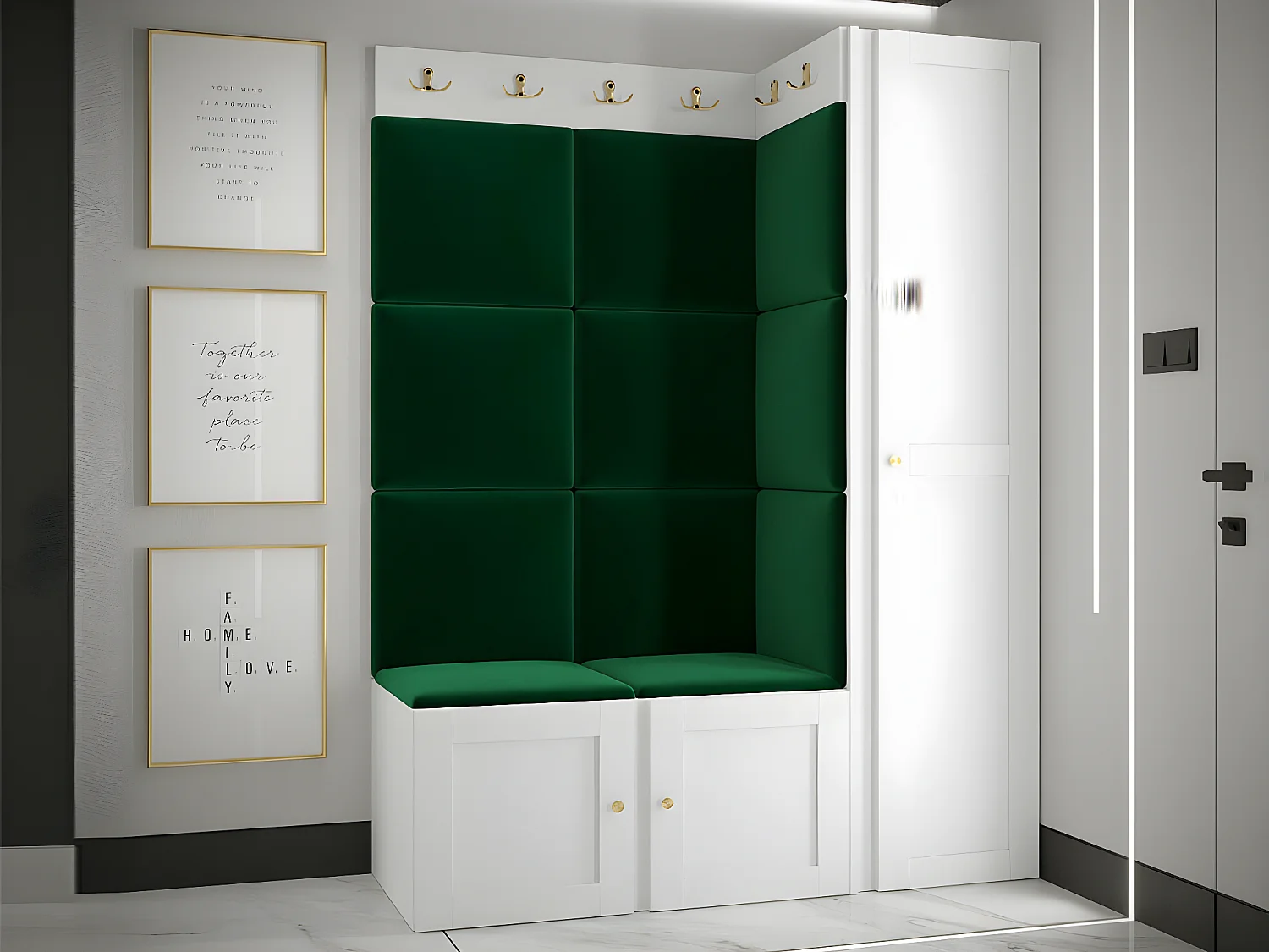 Armoire Hartford 392, Blanc, 186x40x44cm, Portes d'armoire: Avec des charnières