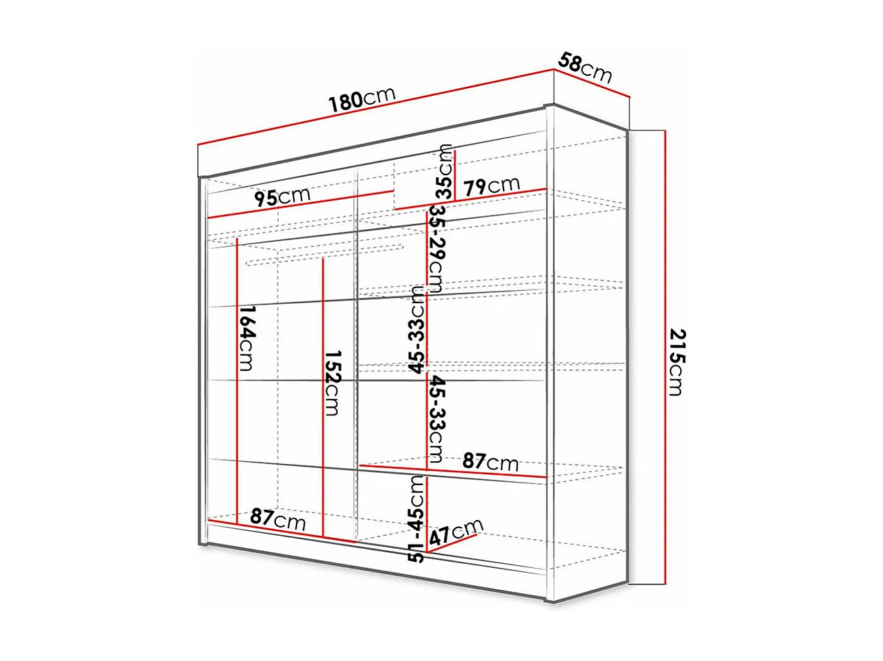 Armario Closico 153, Blanco|Roble Artisan, 215x180x58cm, Puertas de armario: Correderas