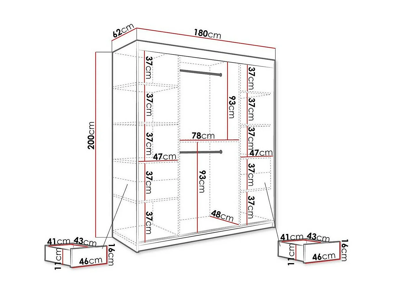 Armadio Hartford 255, Marmo nero|Nero opaco, 200x180x62cm, Porte armadi: Scorrevoli
