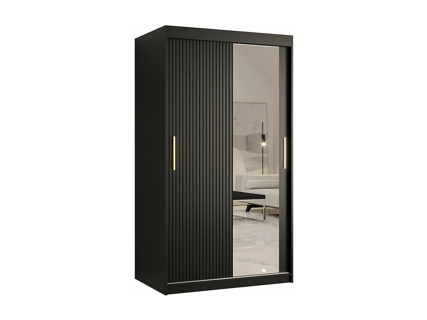 Armario Elblaru 101, Negro, 200x100x62cm, Puertas de armario: Correderas