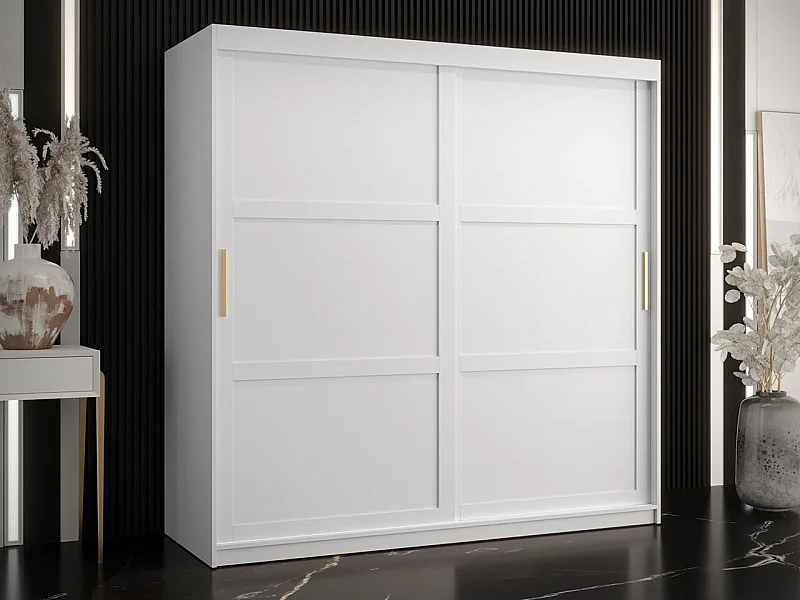 Armadio Ferfere 101, Bianco, 200x180x62cm, Porte armadi: Scorrevoli