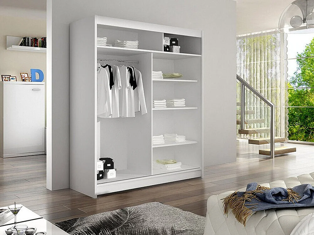 Armoire Closico 145, Chêne Artisan|Noir, 200x150x58cm, Portes d'armoire: Coulissantes