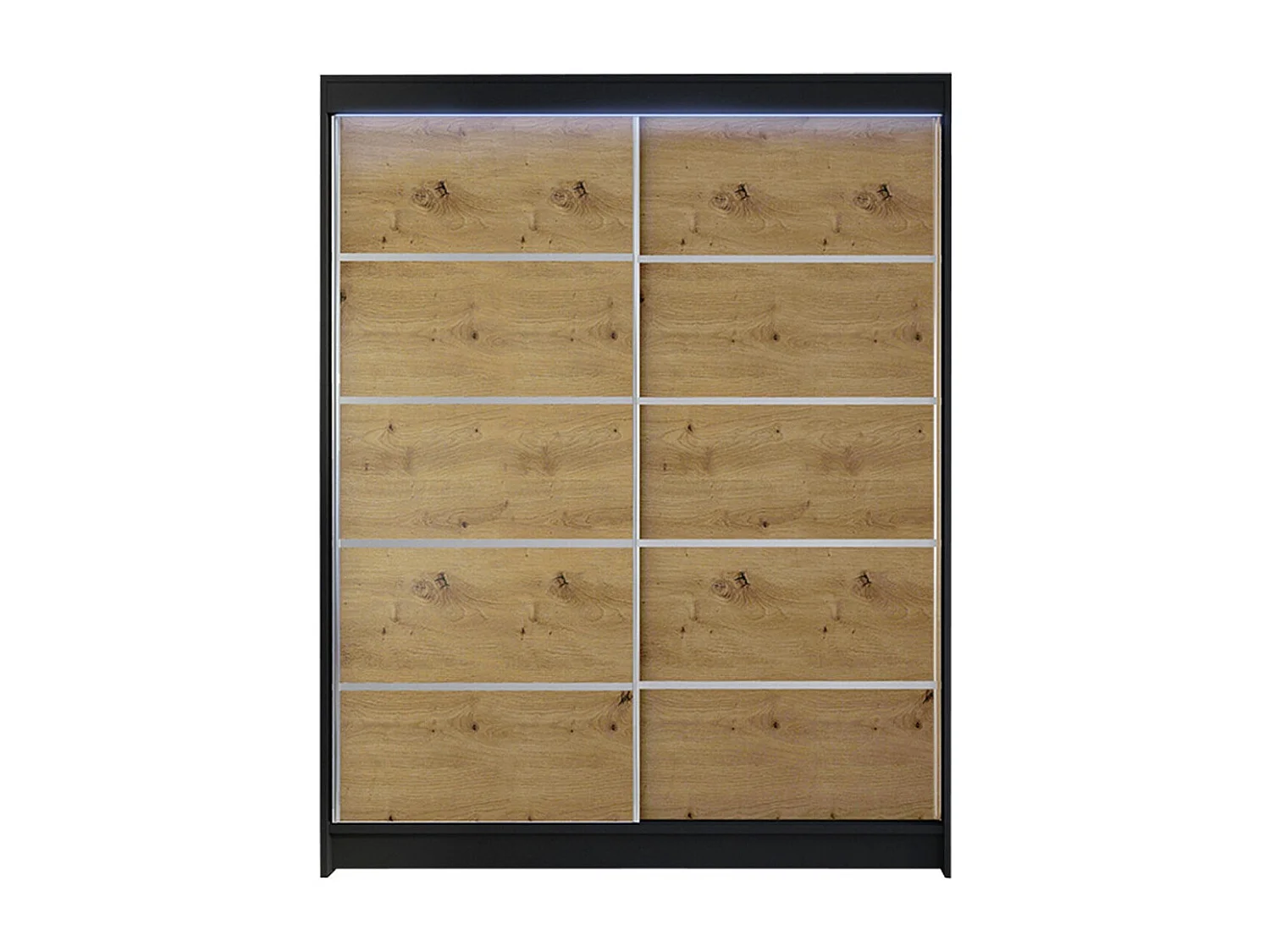 Armadio Closico 145, Rovere Artisan|Nero, 200x150x58cm, Porte armadi: Scorrevoli