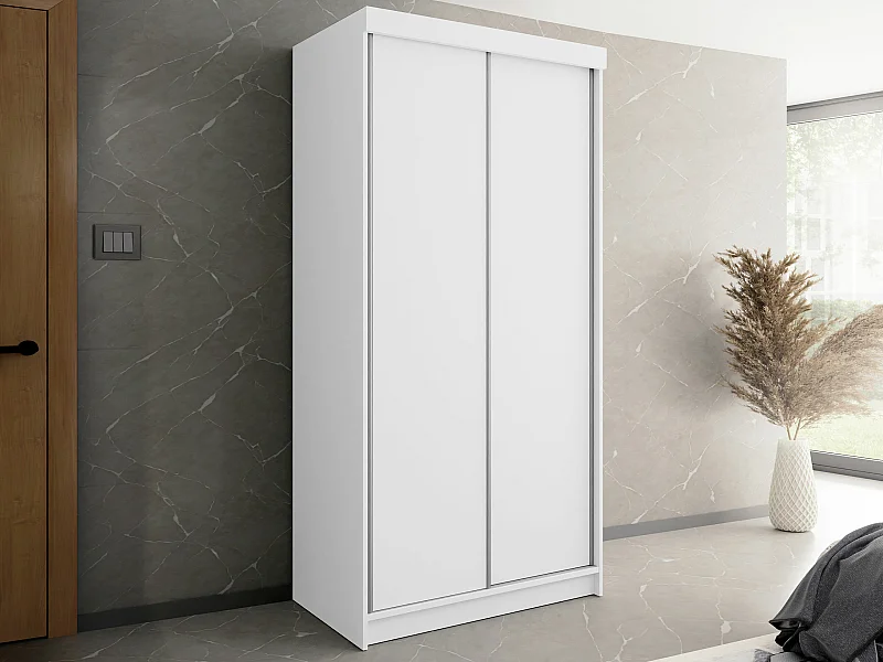 Armadio Dover 104, Bianco, 200x100x62cm, Porte armadi: Scorrevoli