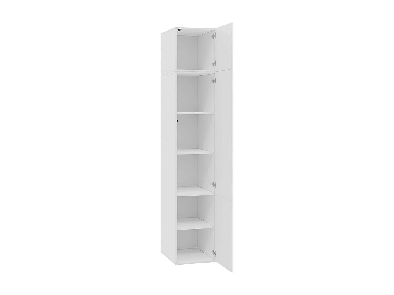 Scaffale Levmari 113, Con porte|Chiuso, 244x45x56cm, Bianco