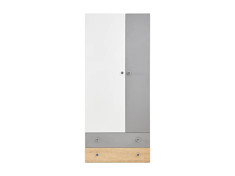 Armoire Tesmonu 102, Gris|Blanc|Chêne, 190x80x50cm, Portes d'armoire: Avec des charnières