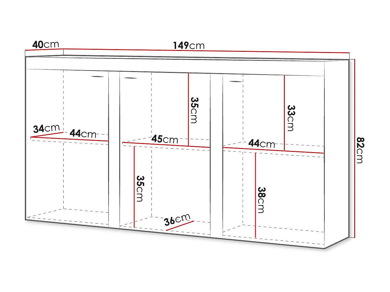 Buffet Tucson 121, Anthracite|Chêne de Lefkas, 82x149cm, Le nombre de portes: 340cm