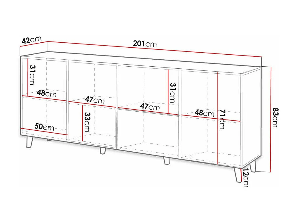 Buffet Remeta 100, Noir|Chêne wotan, 83x201cm, Le nombre de portes: 442cm, MDF|Stratifié