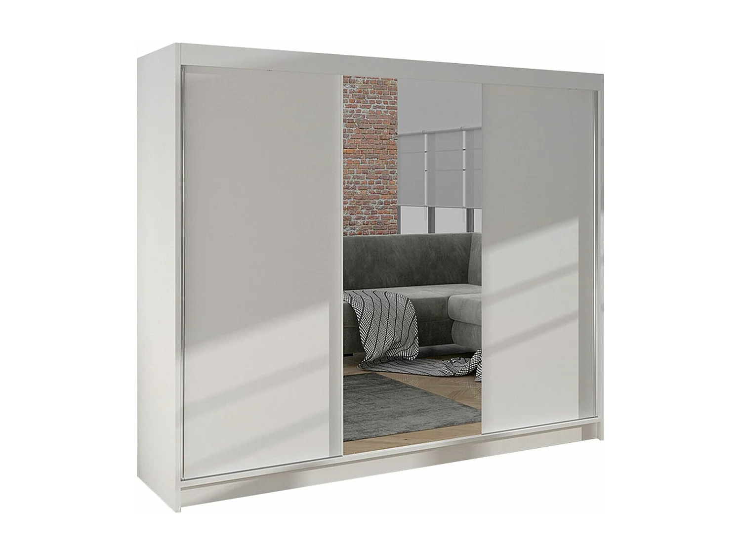 Armoire Closico 158, Blanc, 215x200x58cm, Portes d'armoire: Coulissantes